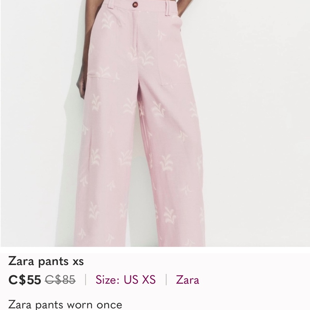 Zara Pink Wide-Leg Pants XS